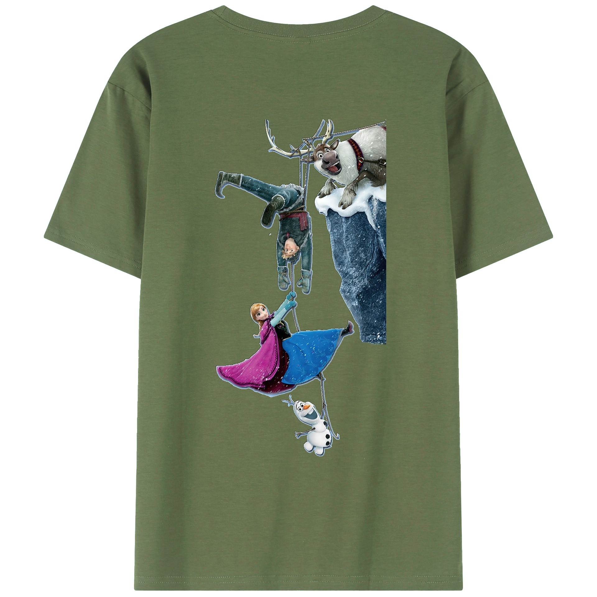 （画像用） アナと雪の女王 アンナ エルサ Frozen Anna Elsa 綿100％ メンズ半袖Tシャツ（バックプリント） 通気性